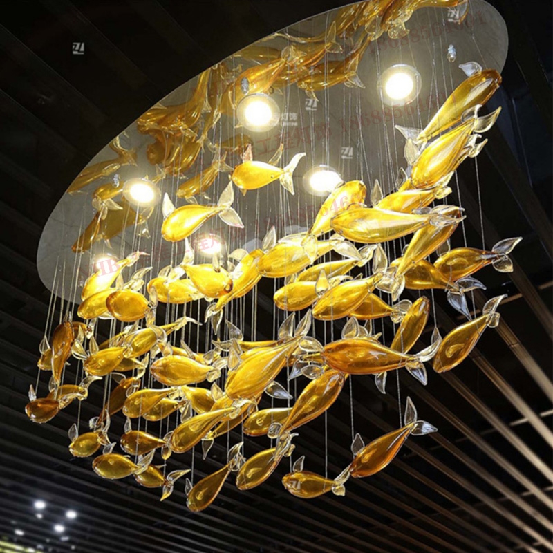 唐山琉璃玻璃鱼吊线灯